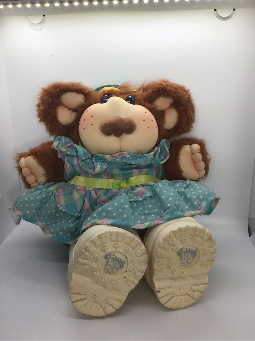 1985 Furskins Bear Junie Mae with Clothes Hat Shoes Vintage Coleco 15" Plush